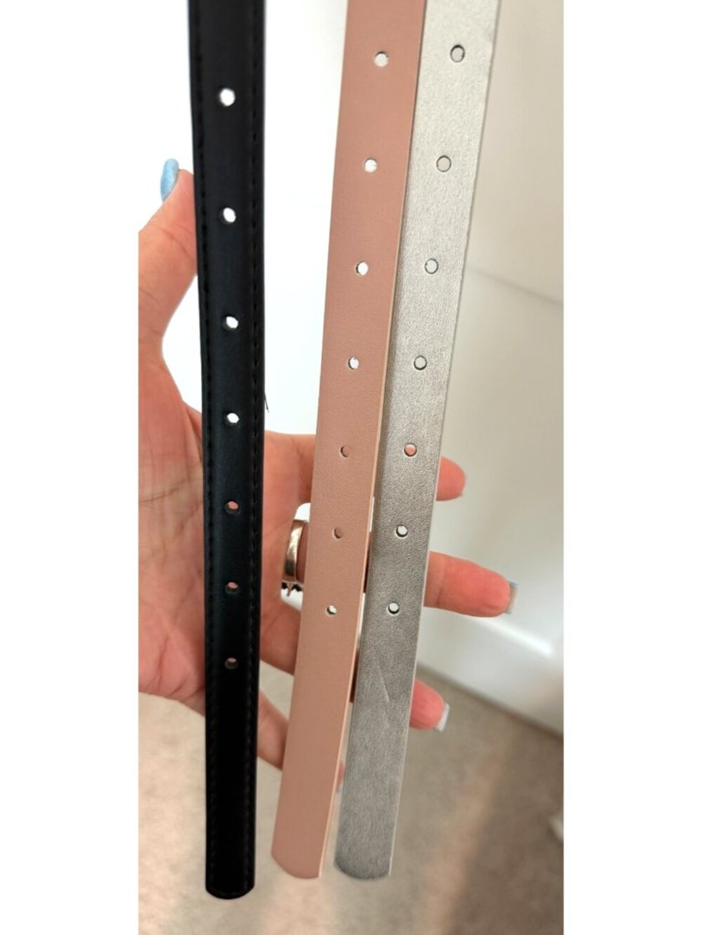 Steve Madden set of 3 Women's Belts Black Pink Silver Sz S Width 0.75 in NWT - Picture 2 of 3